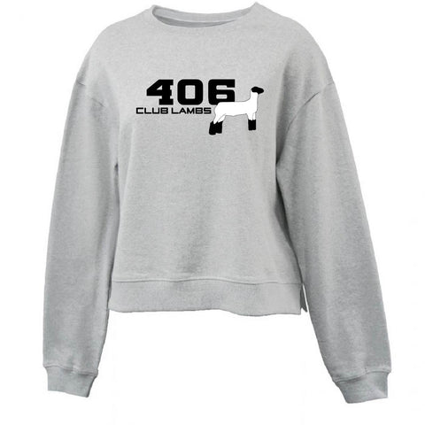 406 Club Lambs - Crop Fleece Crew - Womens - Grey