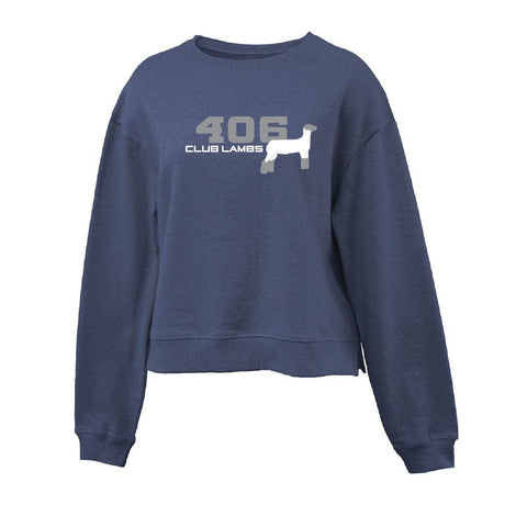 406 Club Lambs - Crop Fleece Crew - Womens - Navy