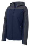 Branded Inventory - Port Authority Ladies Hooded Core Soft Shell Jacket -Dress Blue Navy/ Battleship Grey