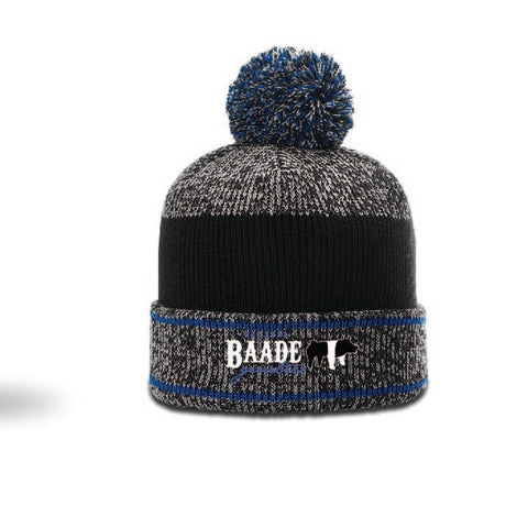 Baade Winter 25 - Heather Cuff & Pom Beanie - Grey/Royal/Black