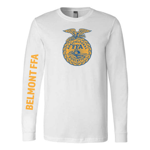 Belmont FFA - Last Name Option -  Long Sleeve Tee  - Unisex - White