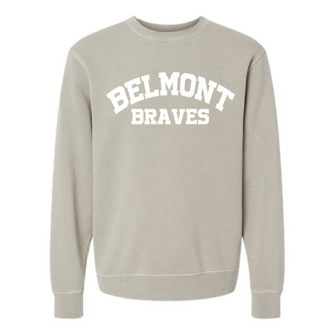 Belmont Braves - Crewneck - Pigment Cement  - Adult/Unisex - Puff Transfer