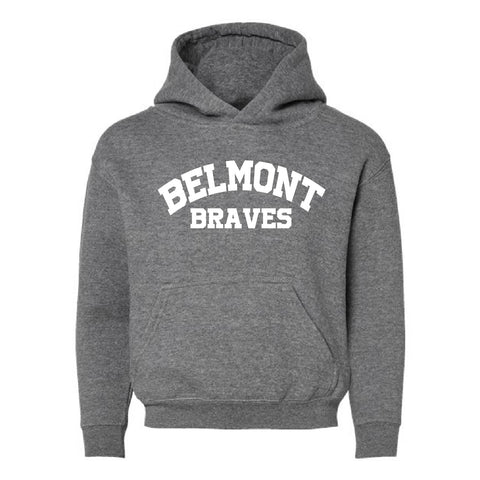 Belmont Braves - Hoodie - Granite Heather  - Youth - Puff Transfer