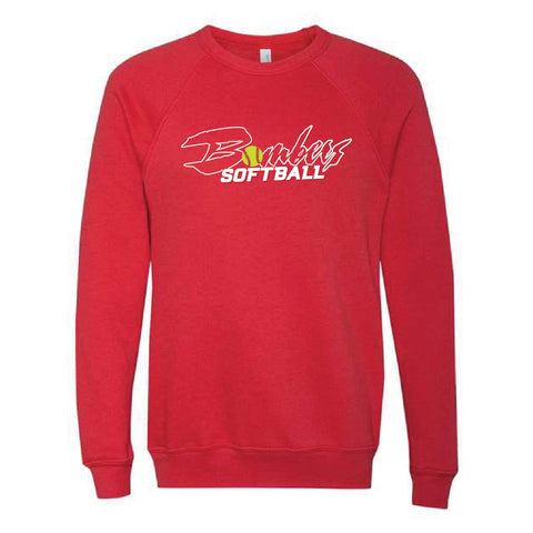 Bombers Softball  - Sponge Fleece Crewneck - Youth - Red