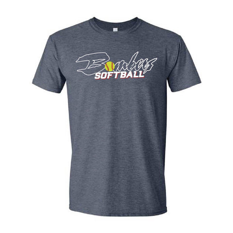 Bombers Softball  - SoftStyle Tee - Unisex - Heather Navy