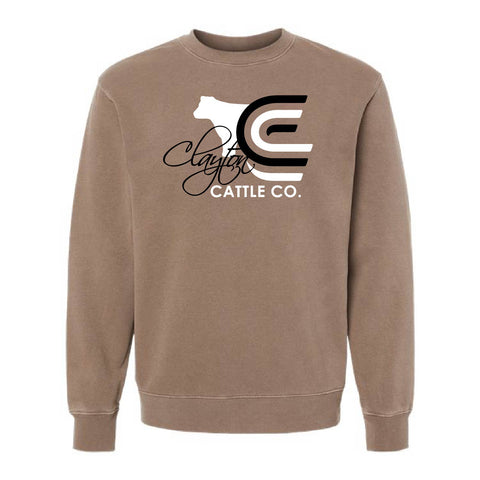 Clayton Cattle - Pigment Dyed Crewneck  - Unisex - Pigment Clay