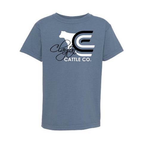Clayton Cattle - Garment Dyed Tee - Youth - Blue Jean