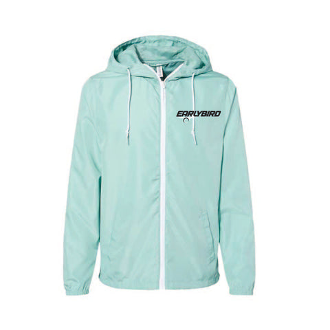Earlybird Winter 25 - Lightweight Full Zip Windbreaker - Unisex - Aqua/White Zipper