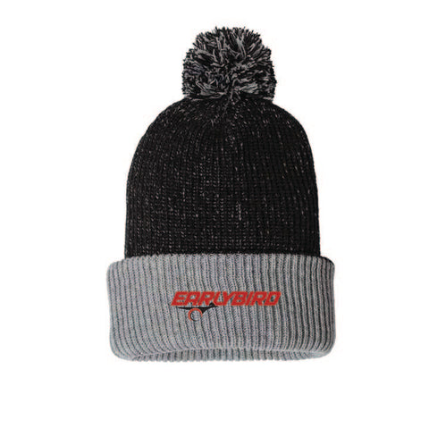 Earlybird Winter 25 - Pom Pom Cuffed Beanie - Black/Heather Grey