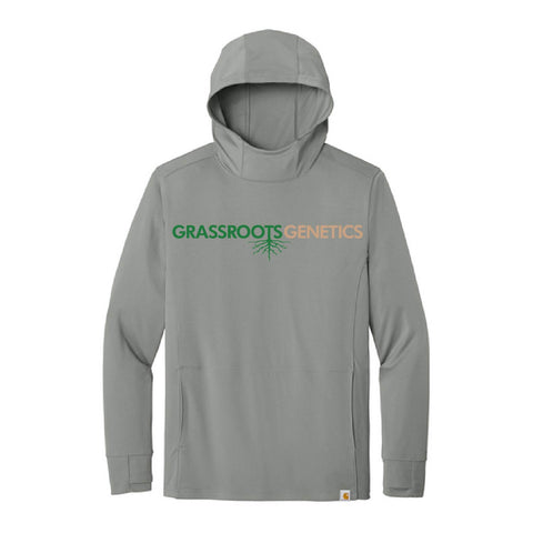Grassroots Genetics - Long Sleeve Hooded Tee- Unisex - Asphalt Grey