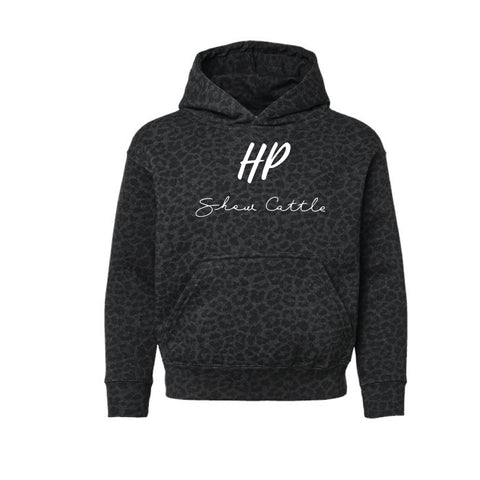 HP Cattle - Fleece Hoodie - Youth - Black Leopard