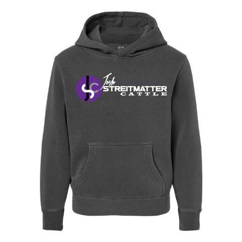 Josh Streitmatter Cattle - Pigment Dyed Hoodie - Youth - Pigment Black