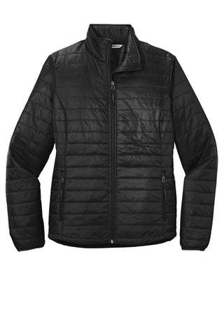Branded Show Gear - L850 - Womens Port Authority Packable Puffy Jacket - Deep Black