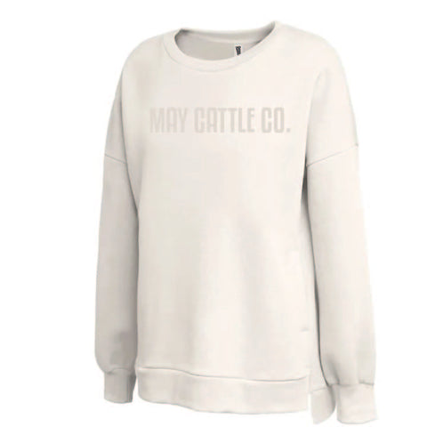 May Cattle Co - Droptail Crew -Embossed Applique - Womens - Cream