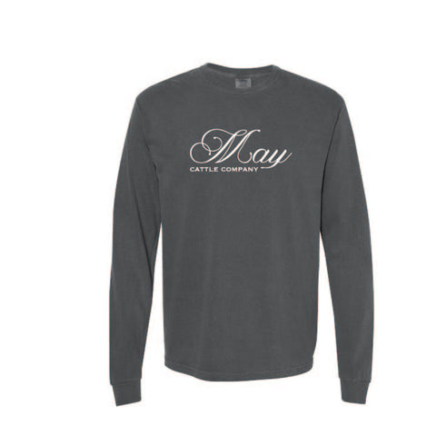 May Cattle Co - Long Sleeve Garmet-Dyed Tee - Unisex - Pepper