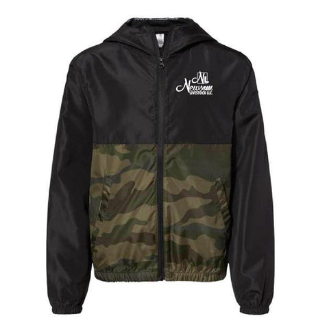 Newsom - Lightweight FullZip Windbreaker - Youth - Black/Forest Camo