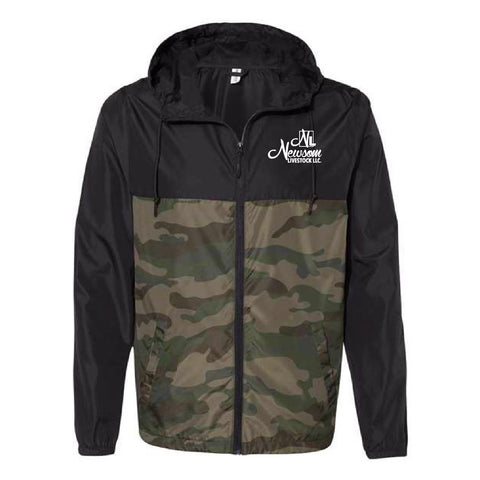 Newsom - Lightweight FullZip Windbreaker - Unisex - Black/Forest Camo