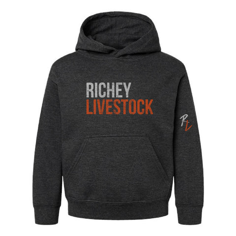 Richey Livestock- Fleece Hoodie - Youth - Vintage Smoke