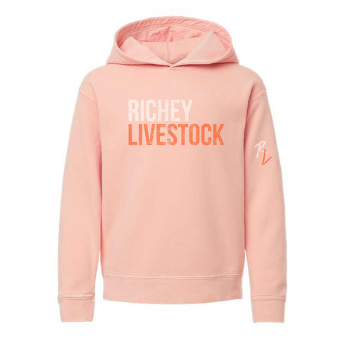 Richey Livestock- Lightweight Fleece Hoodie - Youth - Peachy
