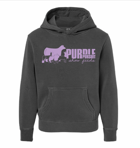 Purple Pursuit - Pigment-Dyed Hooded Sweatshirt - Youth - Pigment Black