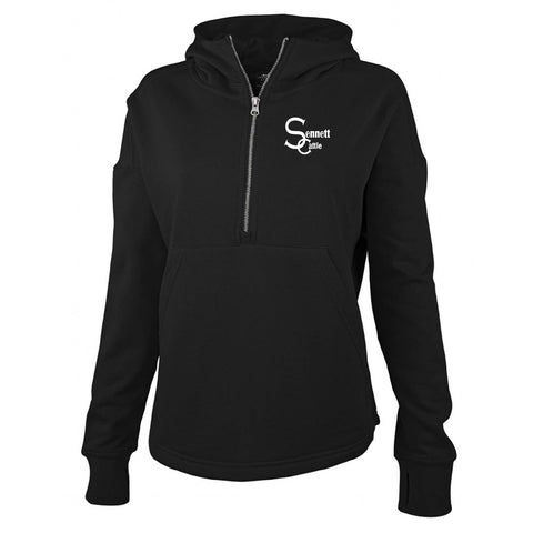 Sennett Cattle - Scalloped Hem Hoodie - Womens - Black
