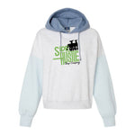 Side Hustle - Colorblock Cropped Hoodie - Womens - Artic Blue