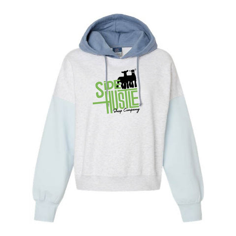 Side Hustle - Colorblock Cropped Hoodie - Womens - Artic Blue
