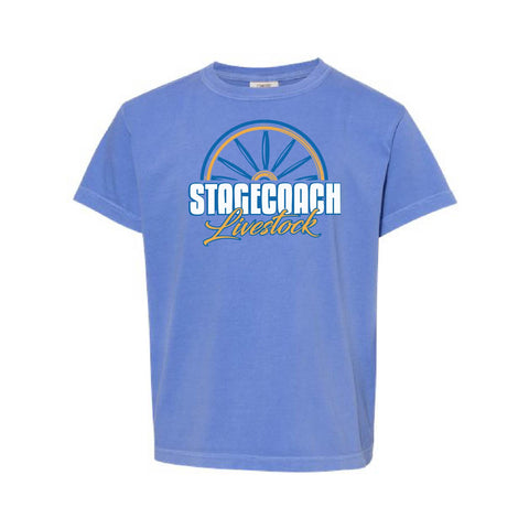 Stagecoach Livestock - Garment Dyed Tee - Youth - Flo Blue
