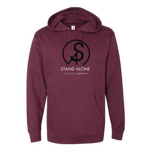 Stand Alone Cattle Co - Midweight Hooded Sweatshirt -Maroon