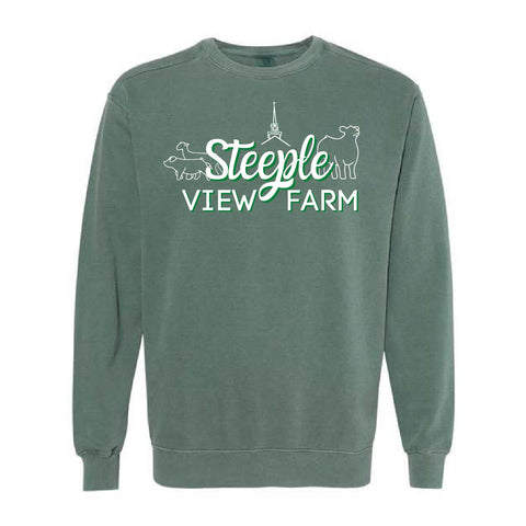 Steeple View Farm - Garment Dyed Crewneck - Unisex - Blue Spruce