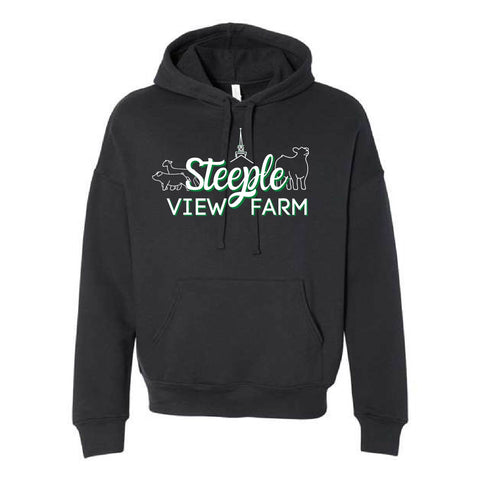 Steeple View Farm - Drop Shoulder Hoodie - Unisex - Black