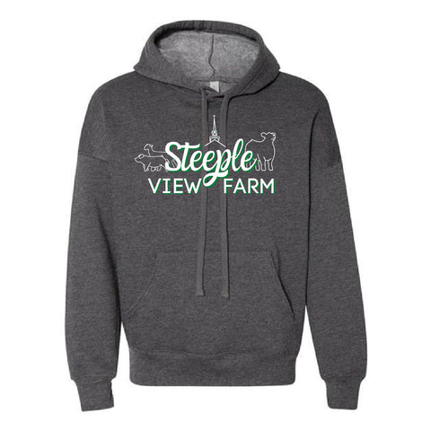 Steeple View Farm - Drop Shoulder Hoodie - Unisex - Dark Grey Heather