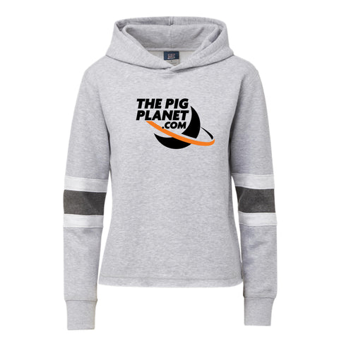 Pig Planet - Isla Sleeve Stripe Hoodie - Heathered Grey - Womens