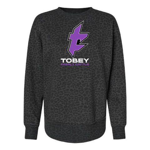 Tobey - Fleece Crewneck - Womens  - Black Leopard