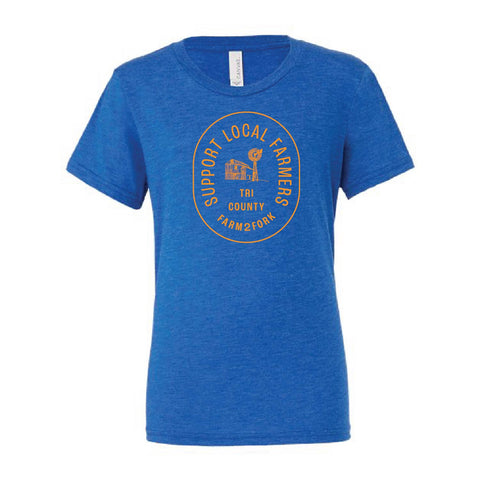 Tri County Farm 2 Fork - Adult Tshirt - True Royal Triblend
