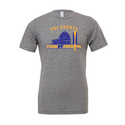Tri County Farm 2 Fork - Adult Tshirt - Grey Triblend