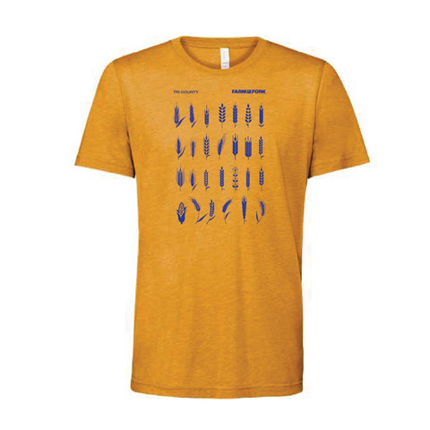 Tri County Farm 2 Fork - Adult Tshirt - Mustard Triblend