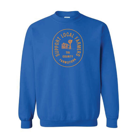 Tri County Farm 2 Fork - Adult Crewneck - Royal