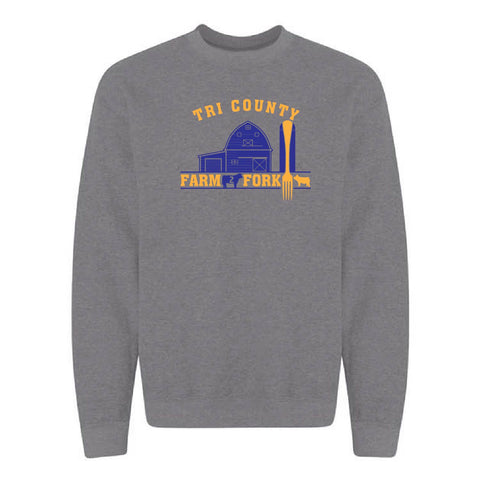 Tri County Farm 2 Fork - Adult Crewneck - Graphite Heather