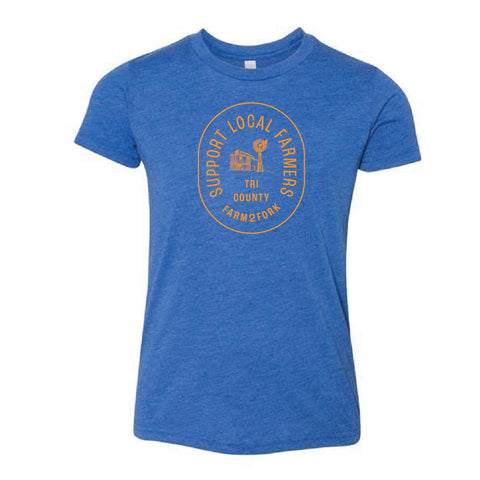Tri County Farm 2 Fork - Youth Tshirt- True Royal Triblend