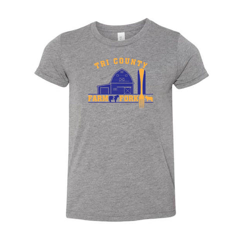 Tri County Farm 2 Fork - Youth Tshirt- Grey Triblend