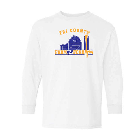 Tri County Farm 2 Fork - Youth Long Sleeve - White