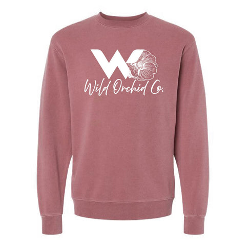 Wild Orchid Co - Pigment Dyed Crewneck - Unisex - Pigment Maroon