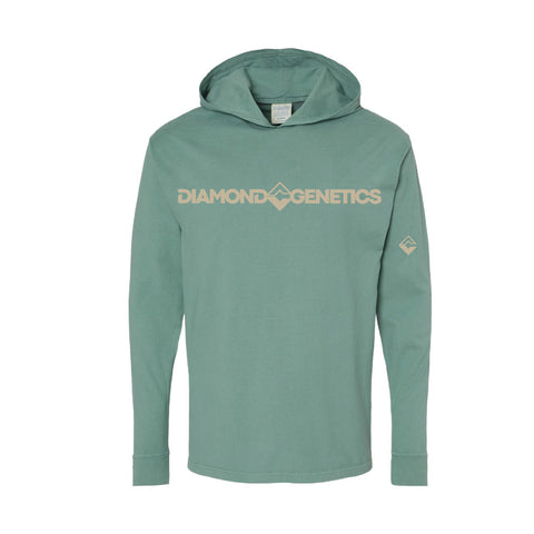 Diamond C Genetics - 2025 - Garment-Dyed Jersey Hooded Long Sleeve T-Shirt  - Cypress Green - Adult/Unisex