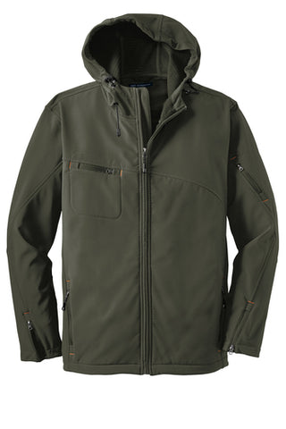 Branded  - Port Authority Textured Hooded Soft Shell Jacket - J706 - Mineral Green - Unisex - Adult XL