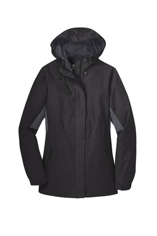 Branded  - Port Authority Ladies Cascade Waterproof Jacket - L322 - Black/Magnet  - Ladies XL